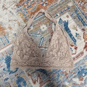 Lace Halter Bralette - Tan